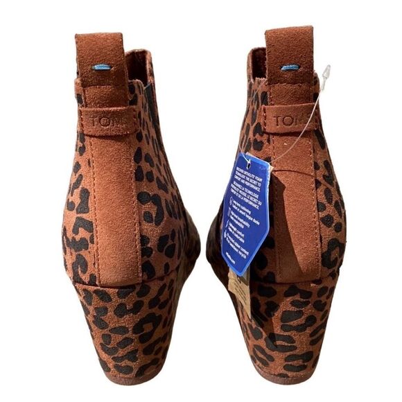 Toms Bootie Wedge Kelsey Dark Ember Leopard Suede 8 NWT - Picture 4 of 6